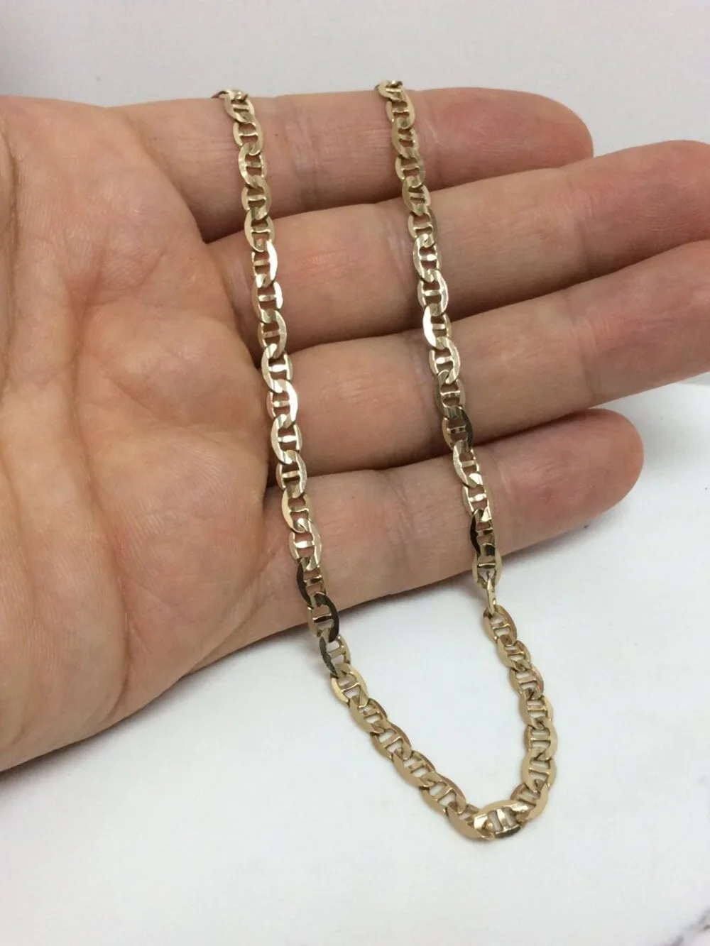 14k Yellow Real Solid Gold Mariner Anchor  Men/LADY Chain Necklace 19''  11gr